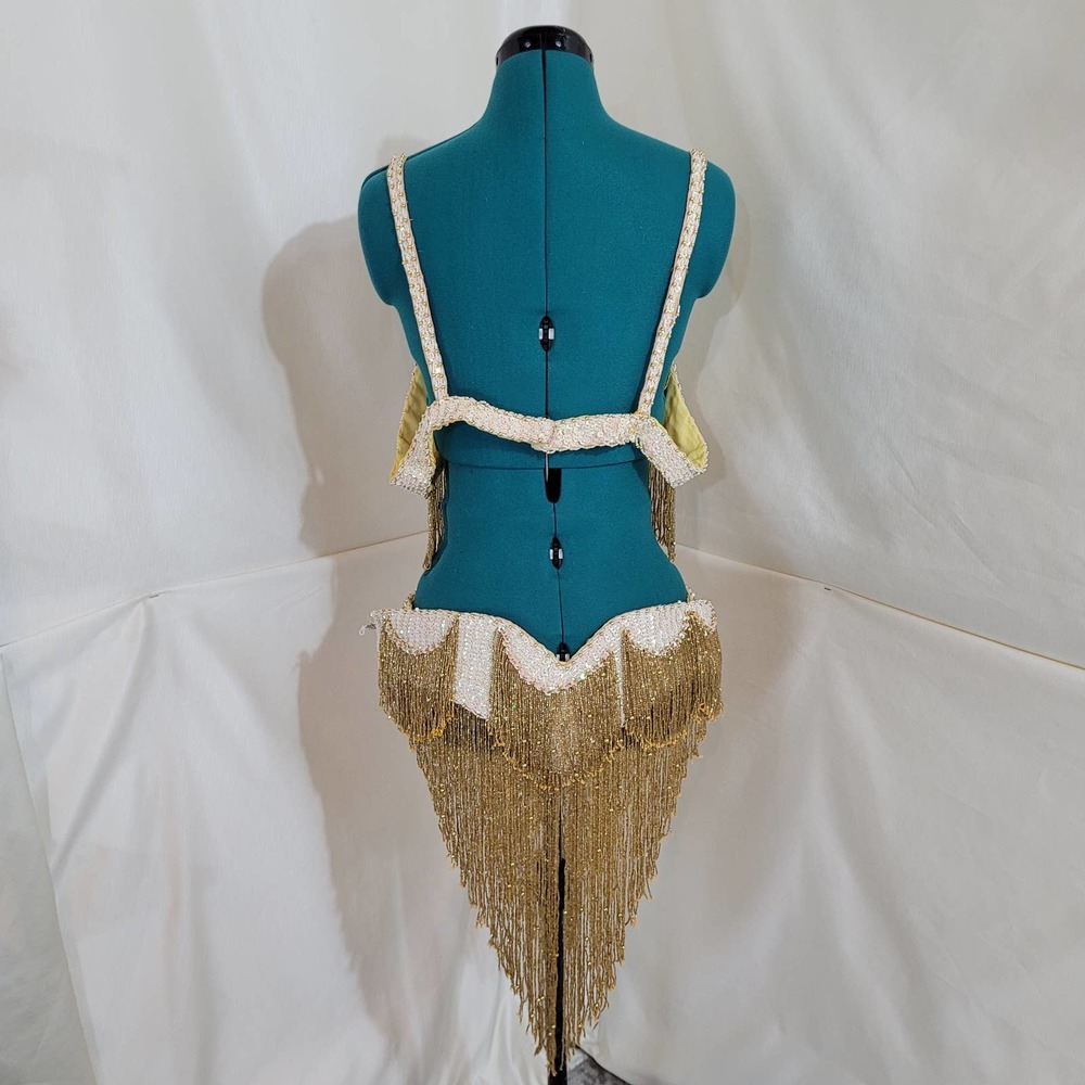 Vintage Gold / Cream Fringe Showgirl Set - Picture 2 of 12